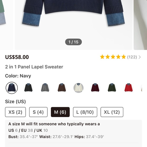 Commense Navy Blue and Denim Crew Neck Sweater - Picture 10 of 10